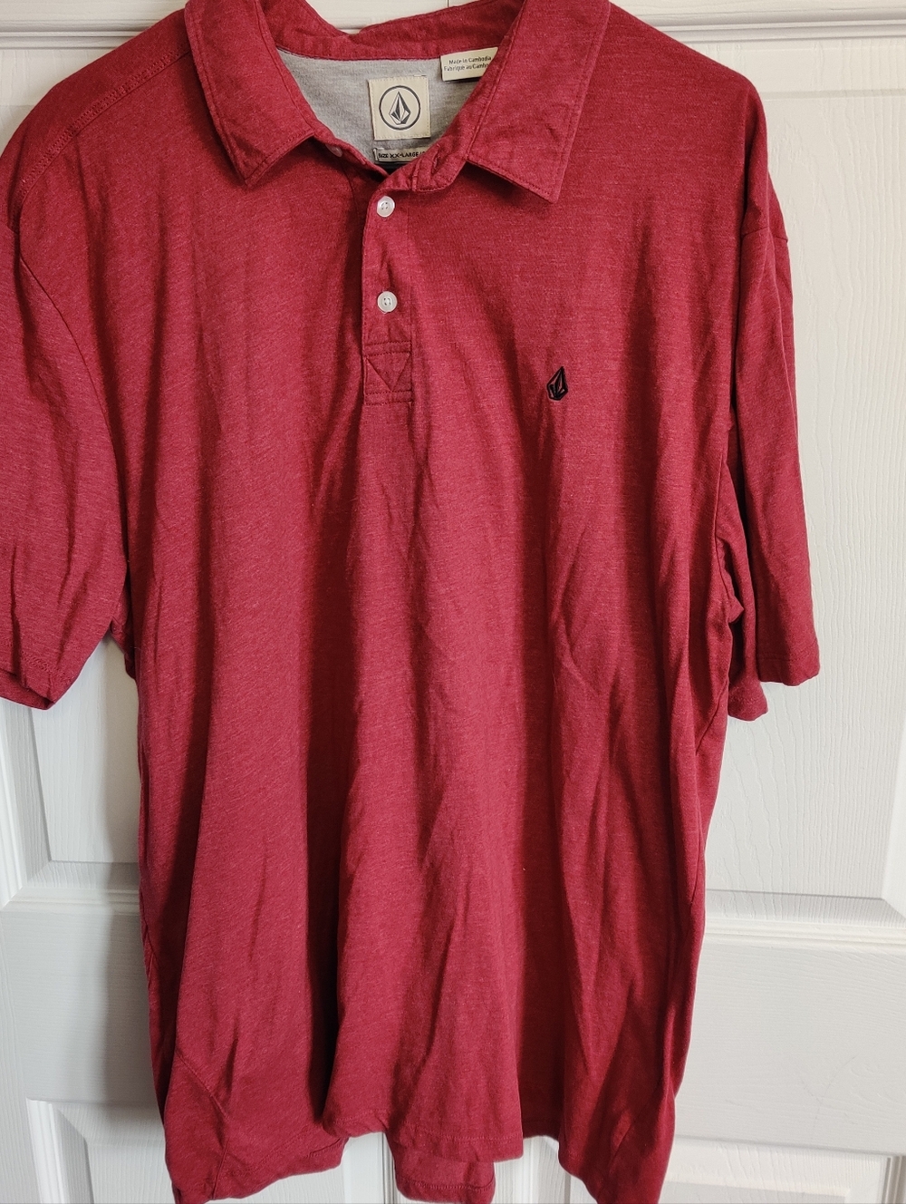 Volcom Mens XXL Rustic Red Polo Button Down Embroidered Logo Short Sleeve Shirt